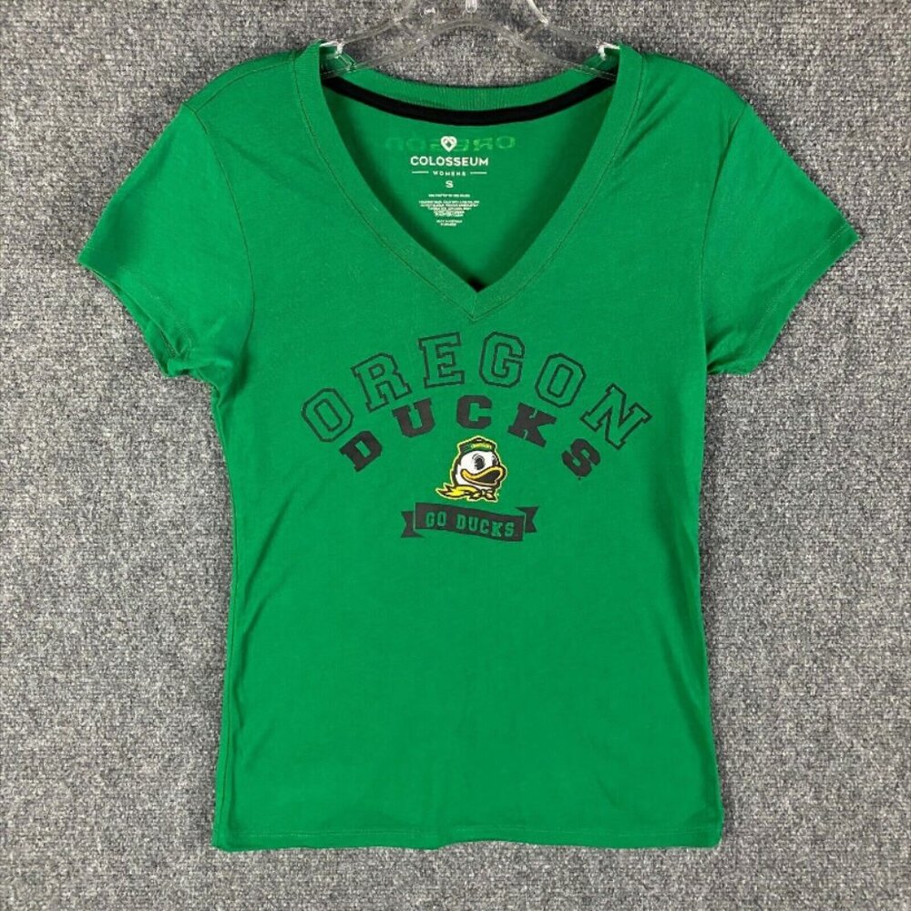 Oregon Ducks Top Women's Small‎ Green Colosseum Short Sleeve Polyester Blend